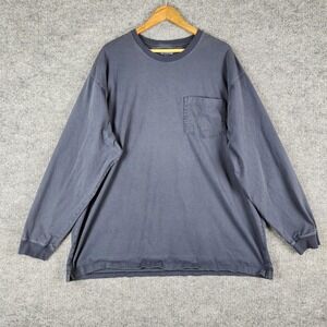 Duluth Trading Co T-Shirt Longtail Mens 2XL Blue Long Sleeve Pocket Tee Cotton